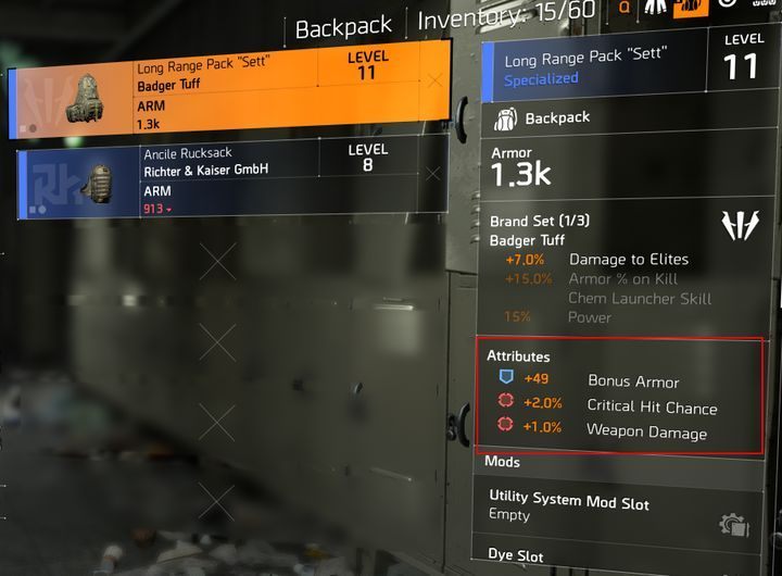 On the inventory screen, you can check what attributes your items provide. - Colors around the character level in The Division 2 - Gameplay basics - The Division 2 Guide