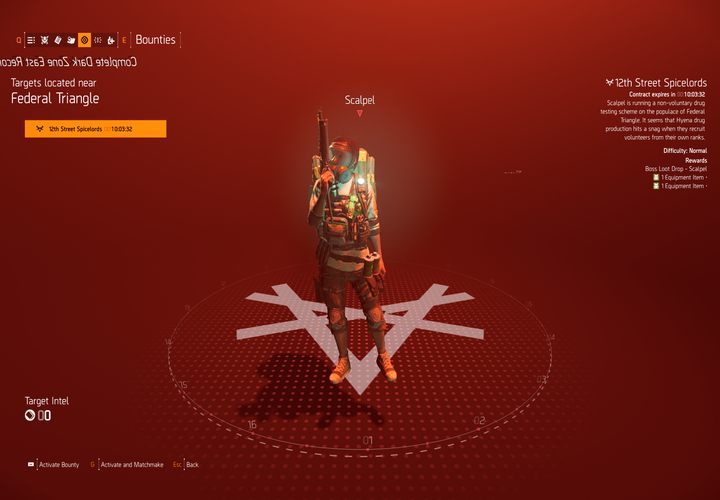 The Bounties screen available from the map level (in tabs, Q and E keys by default). - How to unlock Bounties in The Division 2? - FAQ - The Division 2 Guide