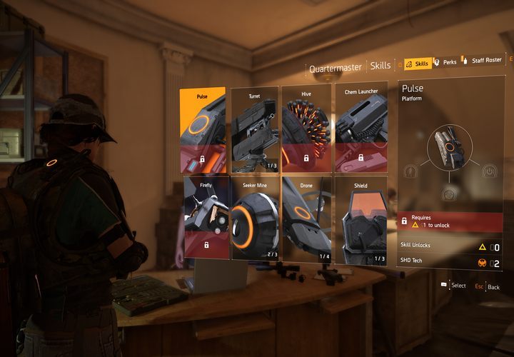 To get started, unlock skills that will help you in battle (increased damage) - Seeker Mines, the drone and the turret are also pretty good, and, additionally, distract the enemies (chasing them or covering your flanks) - How to unlock abilities in The Division 2? - FAQ - The Division 2 Guide