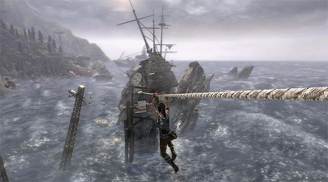 When you get to the larger platform, find a ladder and go up - Reach the Galleon | 21: A Pirates Life Walkthrough - 21: A Pirates Life | Walkthrough - Tomb Raider Game Guide