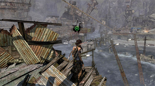 When the shootout is over, make your way towards the zip-line outlined in the distance - Return to Jonah with the Block and Tackle | 21: A Pirates Life Walkthrough - 21: A Pirates Life | Walkthrough - Tomb Raider Game Guide