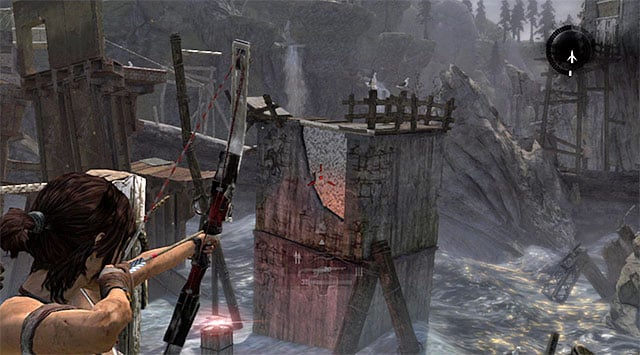 Select the newly acquired compound bow - Reach the Endurance Wreck (part 1) | 22: Gone Missing Walkthrough - 22: Gone Missing | Walkthrough - Tomb Raider Game Guide