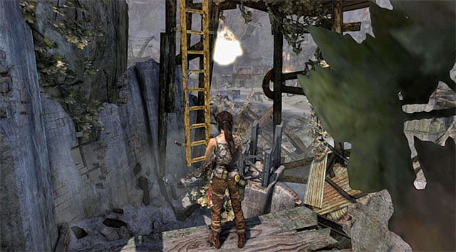 If you want to choose the right path, leap over to the ledge one of the guards has been stationed on - Reach the Endurance Wreck (part 1) | 22: Gone Missing Walkthrough - 22: Gone Missing | Walkthrough - Tomb Raider Game Guide