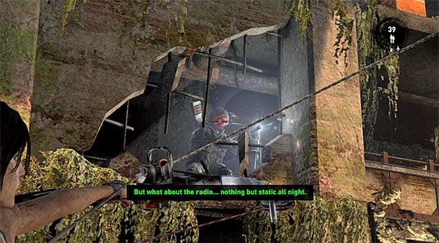 I strongly recommend staying in hiding for as long as you can so that youll have less enemies to take down at the start of the upcoming battle - Reach the Endurance Wreck (part 2) | 22: Gone Missing Walkthrough - 22: Gone Missing | Walkthrough - Tomb Raider Game Guide