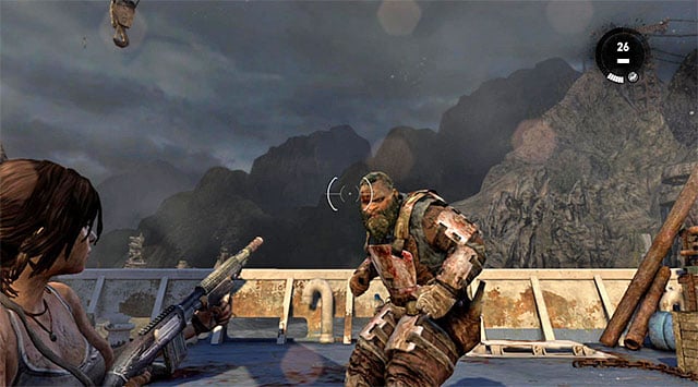 No matter how you choose to dodge, look for opportunities to damage him in the head - Find Alex | 22: Gone Missing Walkthrough - 22: Gone Missing | Walkthrough - Tomb Raider Game Guide