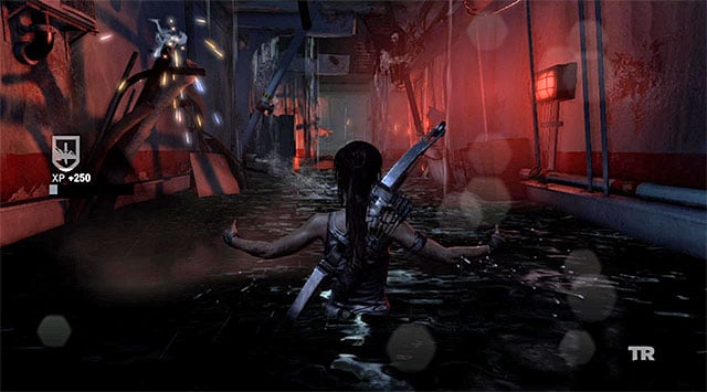 Resume the linear walk forward, down the partially flooded corridor (reward: 250 XP) - Find Alex | 22: Gone Missing Walkthrough - 22: Gone Missing | Walkthrough - Tomb Raider Game Guide