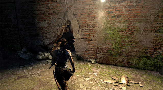 Approach the exit door in the room where Lara has found the last Document and use the climbing axe to open the way (rapidly tap the action button) - Return to the Survivor Camp on the Beach | 22: Gone Missing Walkthrough - 22: Gone Missing | Walkthrough - Tomb Raider Game Guide