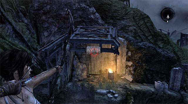 Go to the left and once you get to the edge of the rocky ledge, use the rope arrow in order to create the rope bridge by aiming at the interactive point visible in a distance - Return to the Survivor Camp on the Beach | 23: Storm Chaser Walkthrough - 23: Storm Chaser | Walkthrough - Tomb Raider Game Guide