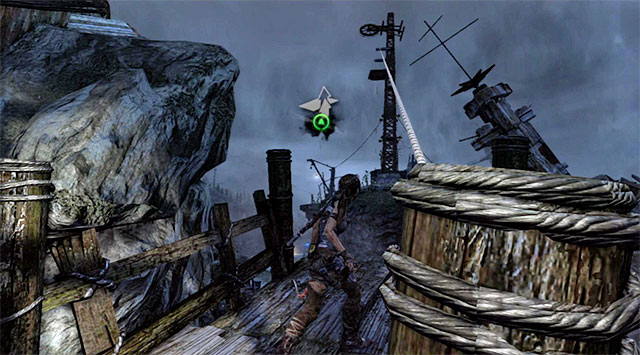 Keep moving through narrow balconies, jumping to nearby rocks from time to time - Return to the Survivor Camp on the Beach | 23: Storm Chaser Walkthrough - 23: Storm Chaser | Walkthrough - Tomb Raider Game Guide
