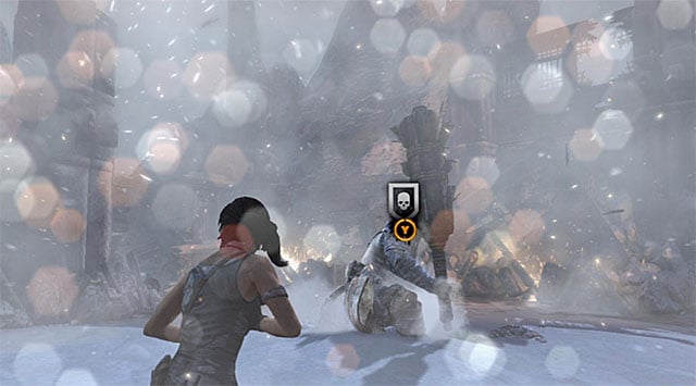 Wait until the execution icon appears over guards head again - End the Storms by Stopping the Ascension Ritual | 24: Going Back In Walkthrough - 24: Going Back In | Walkthrough - Tomb Raider Game Guide