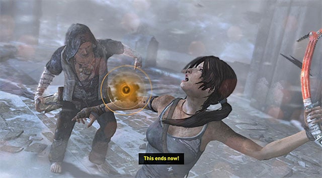 At the end prepare to fight Mathias - fortunately the entire fight is only not very complex QTE sequence - End the Storms by Stopping the Ascension Ritual | 24: Going Back In Walkthrough - 24: Going Back In | Walkthrough - Tomb Raider Game Guide