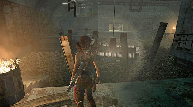 Send another rope arrow towards the high interactive spot to temporarily lift the lamp - The Flooded Vault | Optional Tombs: Shipwreck Beach - Shipwreck Beach | Optional Tombs - Tomb Raider Game Guide