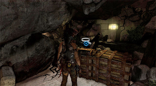 Go to the highest ledge and pick up the helmet out of the crate (reward: 25 XP) - Relics | Collectibles: Research Base - Collectibles: Research Base - Tomb Raider Game Guide