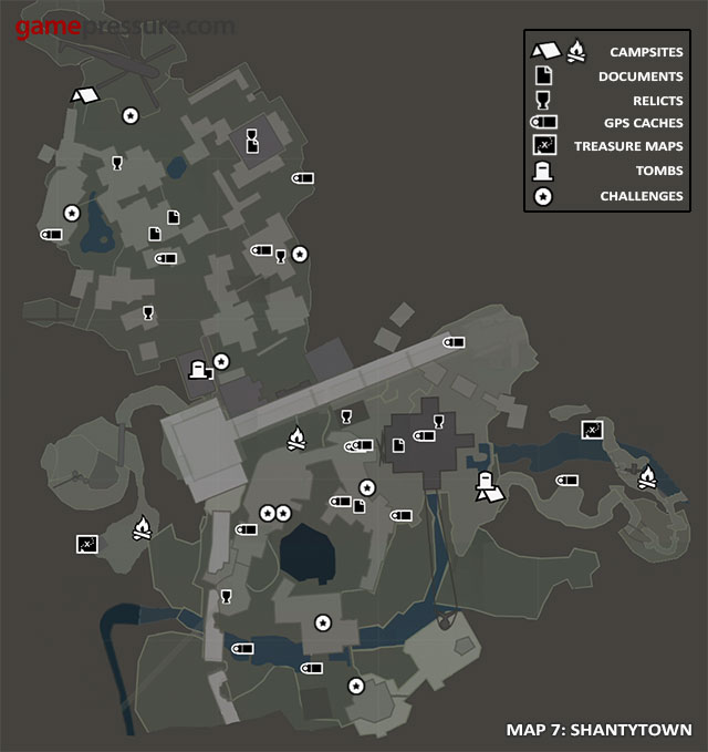 Map 7: Shantytown - Map | Collectibles: Shantytown - Collectibles: Shantytown - Tomb Raider Game Guide