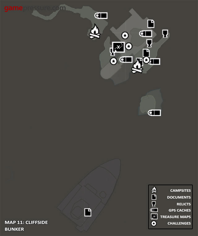 Map 11: Cliffside Bunker - Map | Collectibles: Cliffside Bunker - Collectibles: Cliffside Bunker - Tomb Raider Game Guide
