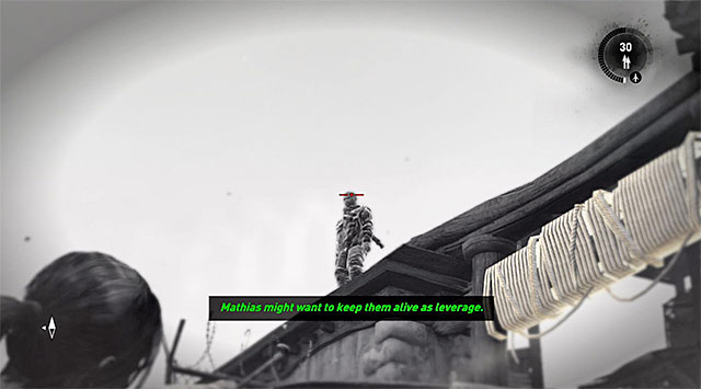 Take cover as soon as you leave the tunnel in order to hide from three guards - Search the Rescue Helicopter for Medical Supplies | 13: Open Wounds Walkthrough - 13: Open Wounds | Walkthrough - Tomb Raider Game Guide