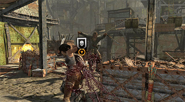 If an enemy managed to make it to the platform, take him down as soon as you can - Infiltrate the Palace | 14: Highway to Hell Walkthrough - 14: Highway to Hell | Walkthrough - Tomb Raider Game Guide