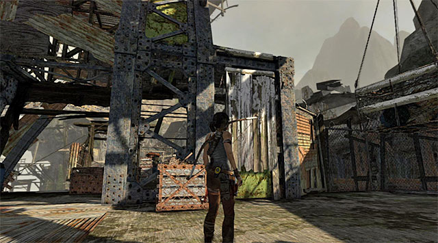 Stay on the main floor and locate a wall Lara can use to get to the higher ledge (screenshot) - Find Your Way to Grim | 15: Liberator Walkthrough - 15: Liberator | Walkthrough - Tomb Raider Game Guide