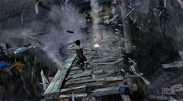 The next sequence is less complicated - Cross the Bridges | 18: Get to the Chopper Walkthrough - 18: Get to the Chopper | Walkthrough - Tomb Raider Game Guide