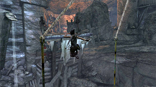 Quickly turn left and perform another jump, this time in order to grab onto an interactive ledge - Well of Tears | Optional Tombs: Shantytown - Shantytown | Optional Tombs - Tomb Raider Game Guide