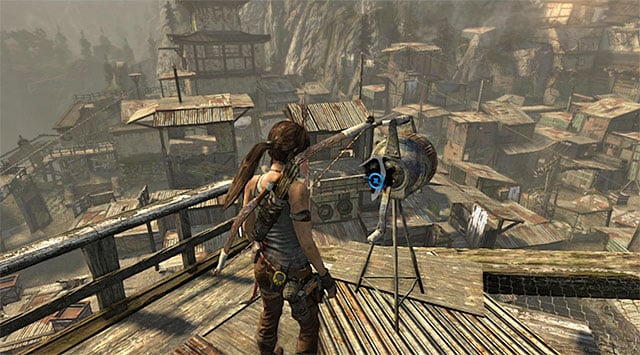 When you find the Alarm siren, use the axe to destroy it (reward: 10 XP) - Silencer | Collectibles: Shantytown - Collectibles: Shantytown - Tomb Raider Game Guide