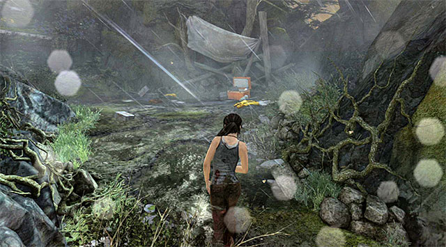 Move ahead and jump down; youll reach a deserted camp - Search for Traces of Other Survivors | 3: Signs of Life Walkthrough - 3: Signs of Life | Walkthrough - Tomb Raider Game Guide