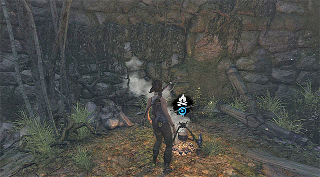 You can use the closest base camp, right by the closed gate, though you may as well backtrack to the previous one (near the bunker) - Find a Camp and Upgrade the Axe | 6: At An Impasse Walkthrough - 6: At An Impasse | Walkthrough - Tomb Raider Game Guide