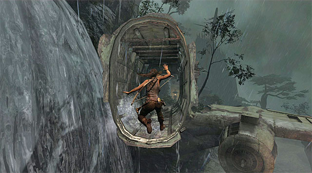 Turn left and start running forward, leaping over the river to reach the right side of the plane - Find Roths Pack | 8: Cry for Help Walkthrough - 8: Cry for Help | Walkthrough - Tomb Raider Game Guide