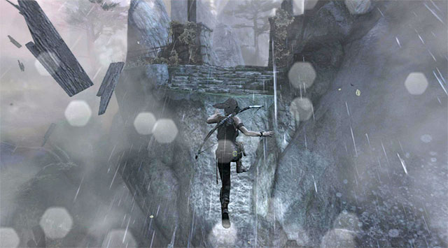 At the top, turn left and make your way to the large drawbridge - Reach the Top of the Falls | 8: Cry for Help Walkthrough - 8: Cry for Help | Walkthrough - Tomb Raider Game Guide