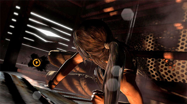 At the end of the way, press the indicated button a couple of times in order the break through to a new location - Base Exterior - Climb the Radio Tower to Send an SOS | 8: Cry for Help Walkthrough - 8: Cry for Help | Walkthrough - Tomb Raider Game Guide