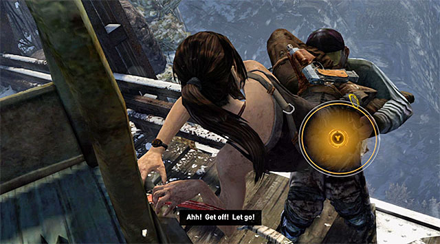 Be cautious, a while later Lara will be grabbed by a guard and a new series of mini-games will trigger - Climb the Radio Tower to Send an SOS | 8: Cry for Help Walkthrough - 8: Cry for Help | Walkthrough - Tomb Raider Game Guide