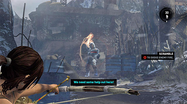 This is not the end of the problems, though, because every enemy in the area will be instantly alerted to Laras presence - Climb the Radio Tower to Send an SOS | 8: Cry for Help Walkthrough - 8: Cry for Help | Walkthrough - Tomb Raider Game Guide