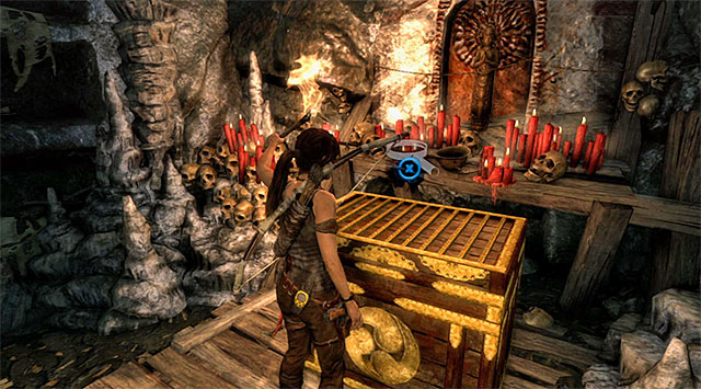 Examine the area and youll find a large crate - Tomb of the Unworthy | Optional Tombs: Mountain Village - Mountain Village | Optional Tombs - Tomb Raider Game Guide