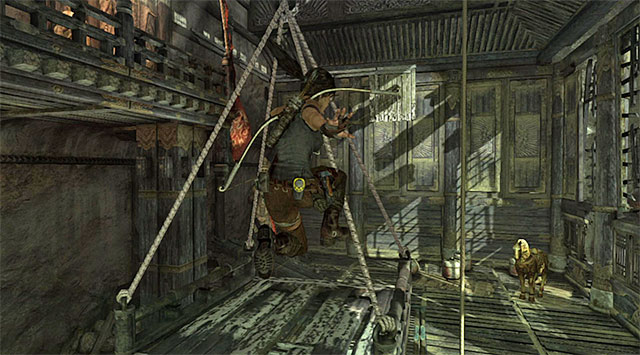 As soon as you regain control over Lara, scramble up the platform on the left, then leap over to the moving platform - Hall of Ascension | Optional Tombs: Mountain Village - Mountain Village | Optional Tombs - Tomb Raider Game Guide