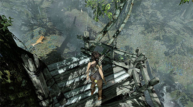 When you get to the top one, look around; youll see the Cache near the railing (reward: 5 XP) - GPS Caches | Collectibles: Coastal Forest - Collectibles: Coastal Forest - Tomb Raider Game Guide
