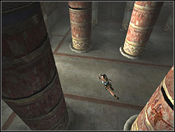 Swing and jump to the fourth column in the first line, then on the fifth column in the first line and on the fifth in the second line - Sanctuary of the Scion | Artefacts and Relics - Artefacts and Relics - Tomb Raider: Anniversary Game Guide & Walkthrough