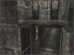 Move to the left, then jump to grab the crossbar on the left - Mountain Caves 2 | Artefacts and Relics - Artefacts and Relics - Tomb Raider: Anniversary Game Guide & Walkthrough