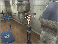 Go near to the pad number 2 and jump to the ledge in the stone column - The Croft Manor 2 | The Croft Manor - training mission - The Croft Manor - training mission - Tomb Raider: Anniversary Game Guide & Walkthrough