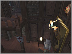 Come back near to stairs and shoot at the glass, which is protecting Artifact 1/8 - The Croft Manor 1 | The Croft Manor - training mission - The Croft Manor - training mission - Tomb Raider: Anniversary Game Guide & Walkthrough