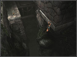Get on the wooden platform and jump to the wall with the ledge - The Lost Valley 2 | Walkthrough - Peru - Tomb Raider: Anniversary Game Guide & Walkthrough