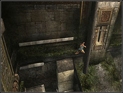 Now jump to the ledges in the nearest wall and on the upper ledge move to the right, leap to the pillar behind you - Tomb of Qualopec 1 | Walkthrough - Peru - Tomb Raider: Anniversary Game Guide & Walkthrough