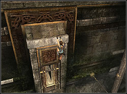 Turn back to the gear and jump to the back, grab the edge above the gear - Tomb of Qualopec 1 | Walkthrough - Peru - Tomb Raider: Anniversary Game Guide & Walkthrough