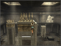 All stone blocks with blades will move up and create columns - Palace Midas 1 | Walkthrough - Greece - Tomb Raider: Anniversary Game Guide & Walkthrough