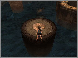 Back to the waterside and from the landing stage jump on the small oval column - Palace Midas 2 | Walkthrough - Greece - Tomb Raider: Anniversary Game Guide & Walkthrough
