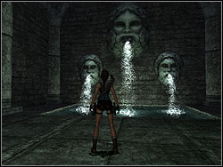 Jump to the raft and then to the niche with carved heads - Tomb of Tihocan 2 | Walkthrough - Greece - Tomb Raider: Anniversary Game Guide & Walkthrough