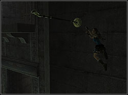 Jump to the left on the next ledge, move to the centre and jump to the back to grab the bar - Temple of Khamoon 3 | Walkthrough - Egypt - Tomb Raider: Anniversary Game Guide & Walkthrough
