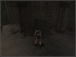 Turn right and jump to the centre of the room - Obelisk of Khamoon 1 | Walkthrough - Egypt - Tomb Raider: Anniversary Game Guide & Walkthrough