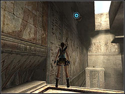 Leap to the ledge again, then on the upper one and jump on the stone platform behind you - Obelisk of Khamoon 3 | Walkthrough - Egypt - Tomb Raider: Anniversary Game Guide & Walkthrough