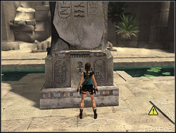 Close to the column and put the items from the obelisk in the slots - Obelisk of Khamoon 4 | Walkthrough - Egypt - Tomb Raider: Anniversary Game Guide & Walkthrough