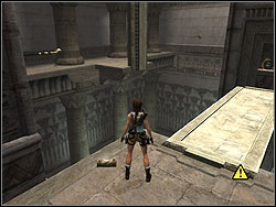 Stand near the wall on the other side of the courtyard - Obelisk of Khamoon 2 | Walkthrough - Egypt - Tomb Raider: Anniversary Game Guide & Walkthrough